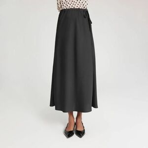 A New Day Textured Satin Side-Tie Skirt • Black
